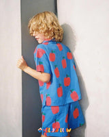 BLUE APPLE SHIRT-SHORTS SET.