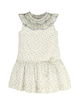 Lavender Floral Smocked Collar A-Line Dres