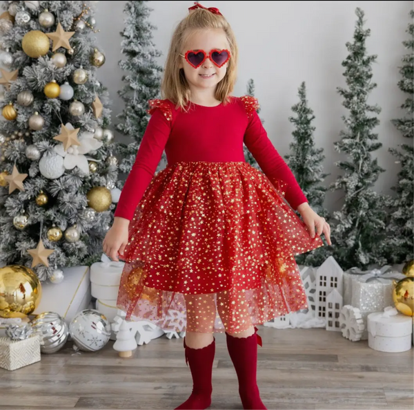 Scarlett Shimmer Christmas
Long Sleeve Tutu Dress.