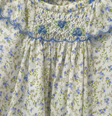 Lavender Floral Smocked Collar A-Line Dres