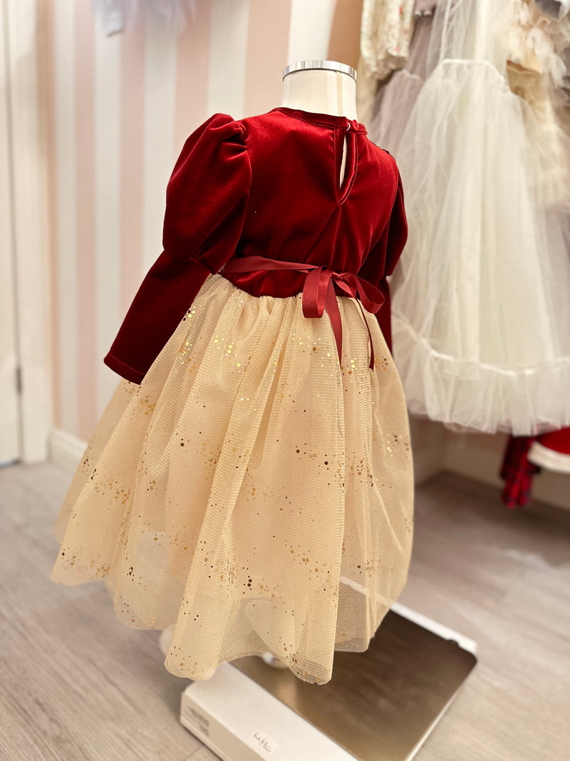 Christmas velvet gold dress.